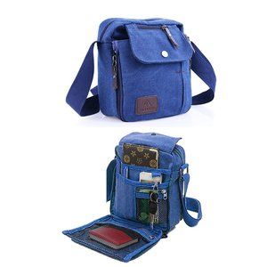 Canvas Sport Crossbody Shoulder Bag With Adjustable Shoulder Strap (Blue)